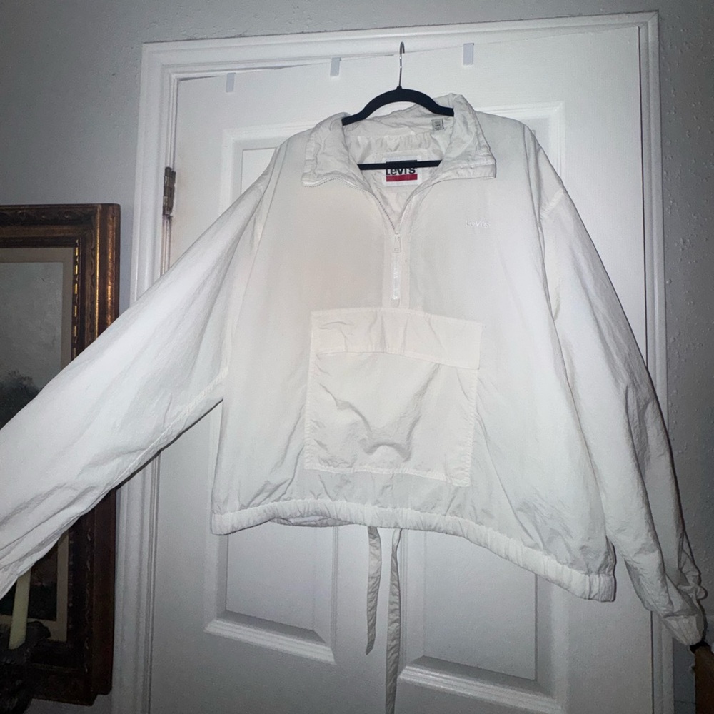 Levi's White Windbreaker Crisp Minimalist Design